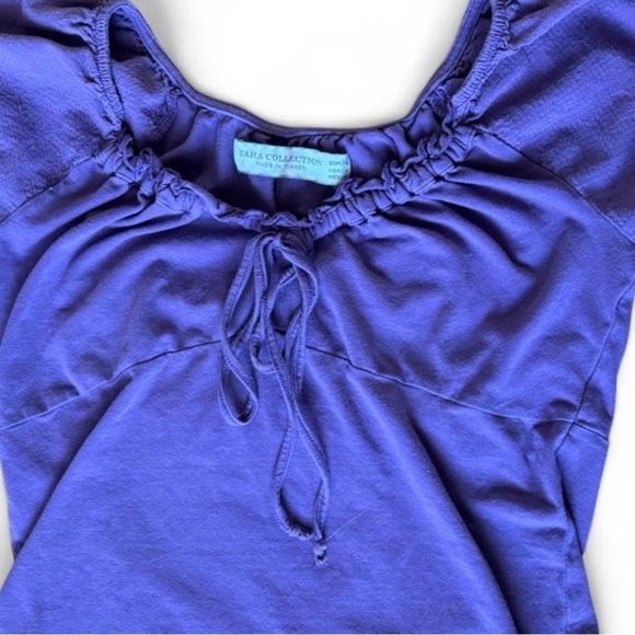 ZARA Collection Purple Ruched Peasant Top - Picture 2 of 5